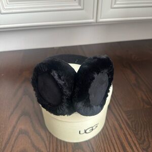 UGG black shearling and suede earmuffs.